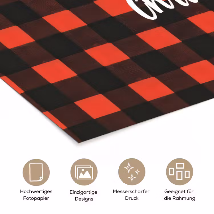 Geruit - Rood - Tekst - Christmas poster papier klein -tcloseup_DE