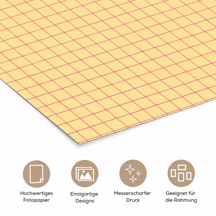 Ruitjes - Grid - Minimalistisch - Geel - Roze poster papier klein 62 -tcloseup_DE