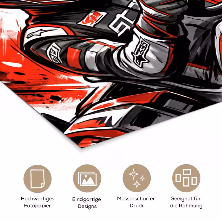 Kart - Coureur - Snelheid - Rood poster papier klein -tcloseup_DE