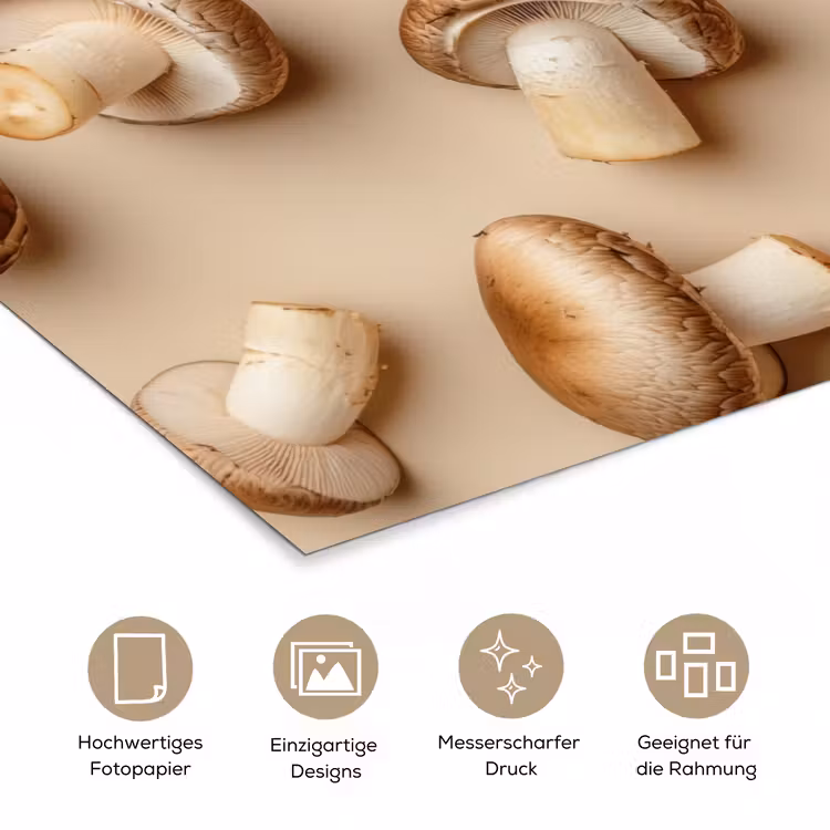 Kastanje Champignons - Beige poster papier klein -tcloseup_DE
