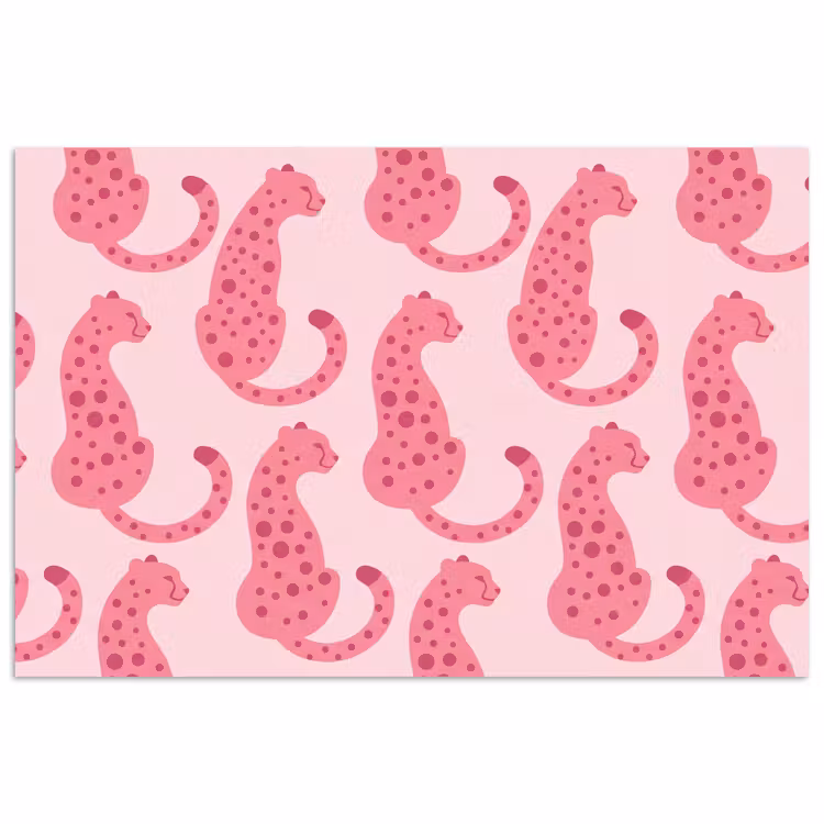 Kat - Gevlekt - Dieren - Patroon - Roze poster papier klein -3d