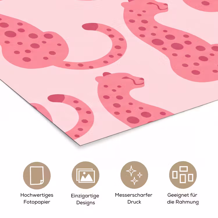 Kat - Gevlekt - Dieren - Patroon - Roze poster papier klein -tcloseup_DE