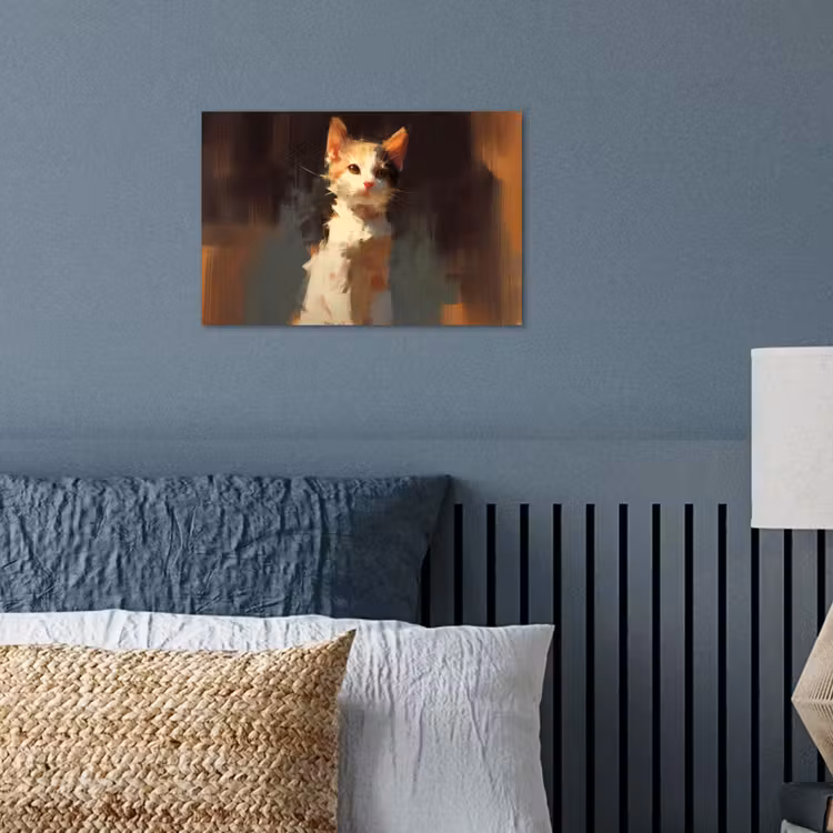 Kat - Geschilderd - Artistiek - Wit poster papier klein -sfeer2