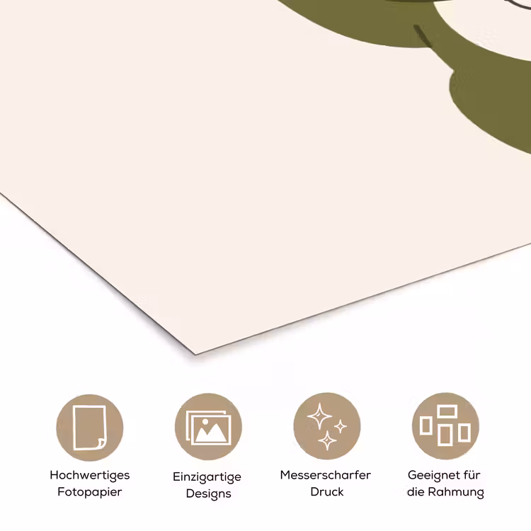 Kat - Geluk - Dieren - Modern - Groen poster papier klein -tcloseup_DE