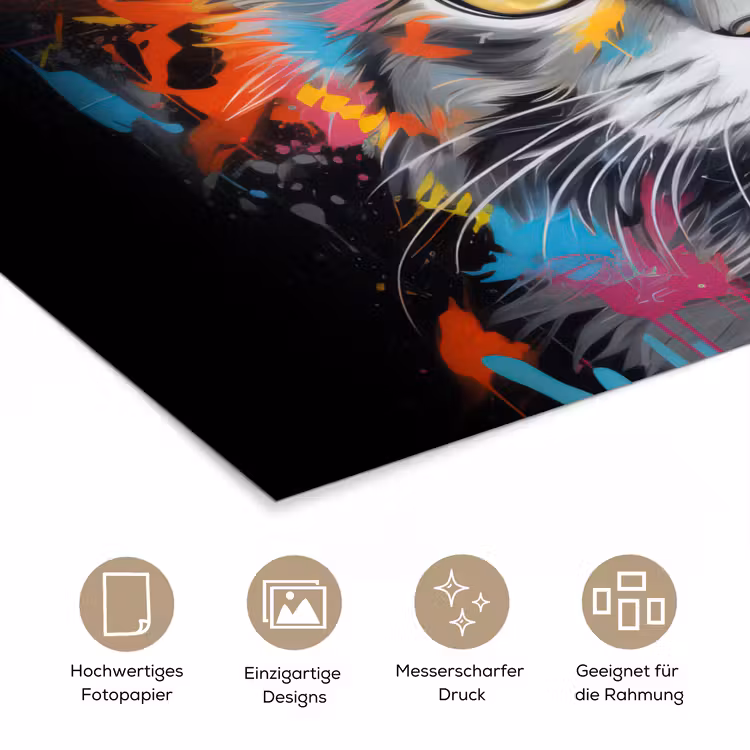 Kat - Graffiti - Dieren - Kleuren - Grijs poster papier klein -tcloseup_DE