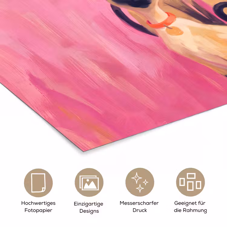 Kat - Groep - Dieren - Modern - Roze poster papier klein -tcloseup_DE