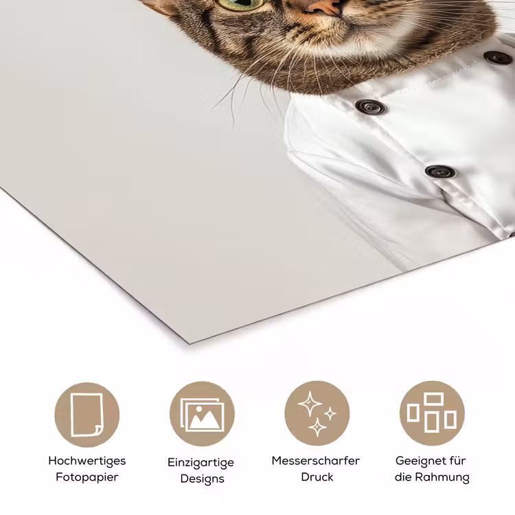 Kat - Hond - Kokskleding poster papier klein -tcloseup_DE
