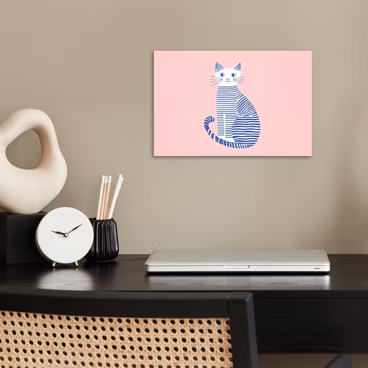 Kat - Illustratie - Minimalistisch - Roze poster papier klein -sfeer1