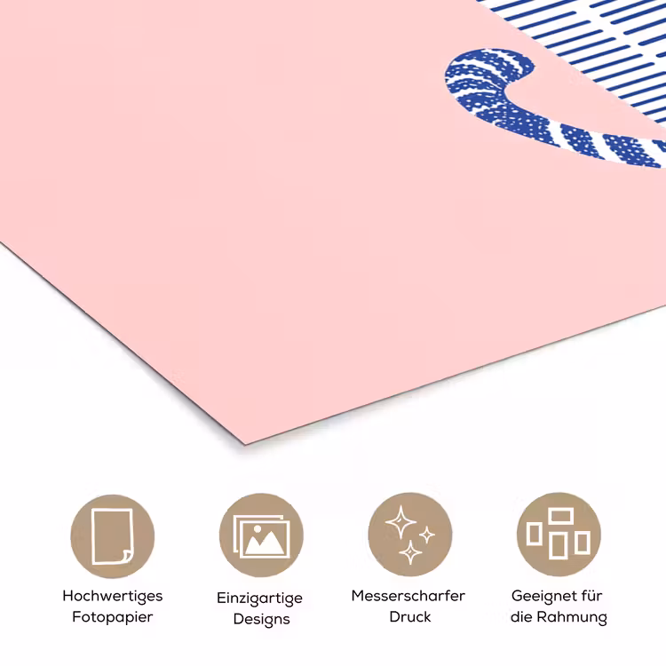 Kat - Illustratie - Minimalistisch - Roze poster papier klein -tcloseup_DE