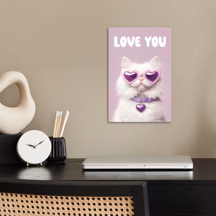 Kat - Love - Paars - Valentijn poster papier klein -sfeer1