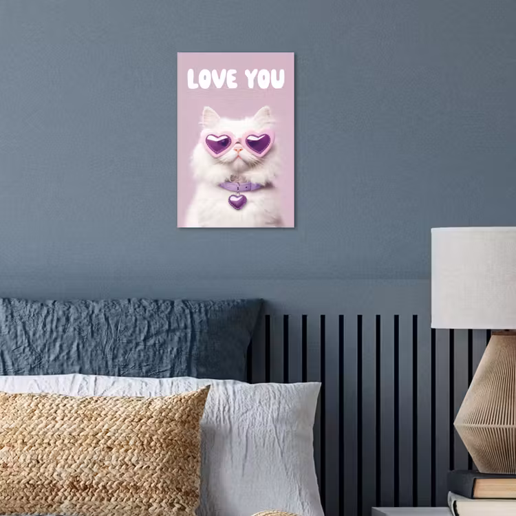 Kat - Love - Paars - Valentijn poster papier klein -sfeer2