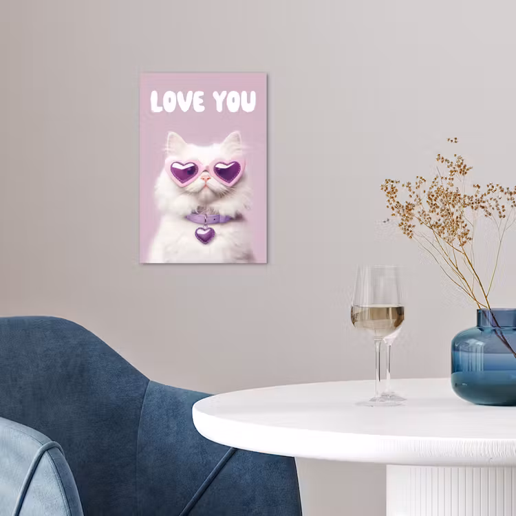 Kat - Love - Paars - Valentijn poster papier klein -sfeer3