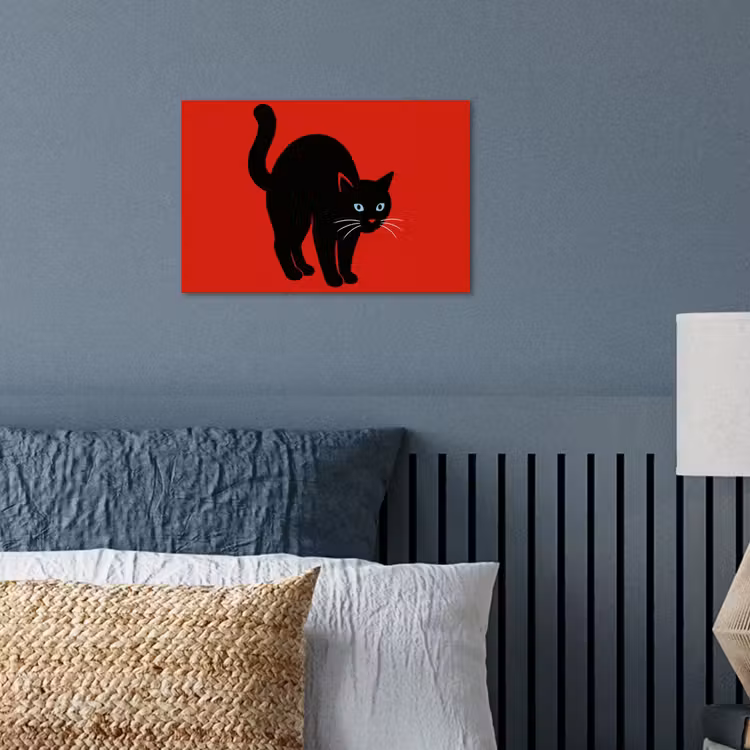 Kat - Zwart - Staart poster papier klein -sfeer2
