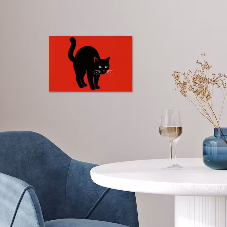 Kat - Zwart - Staart poster papier klein -sfeer3