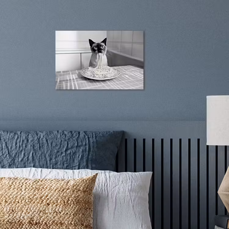 Kat - Siamees - Zwart Wit - Schattig - Dieren poster papier klein -sfeer2