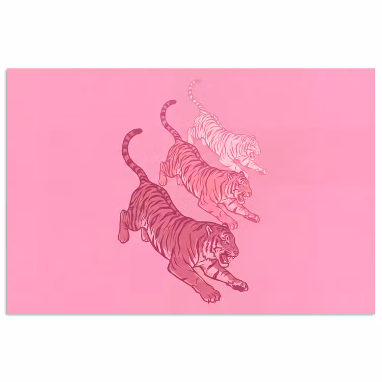 Kat - Springend - Dieren - Roze - Modern poster papier klein -3d