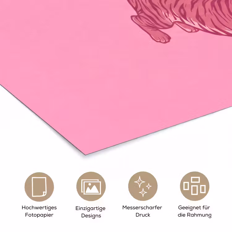 Kat - Springend - Dieren - Roze - Modern poster papier klein -tcloseup_DE