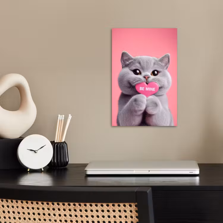 Kat - Valentijn - Roze - Liefde poster papier klein -sfeer1