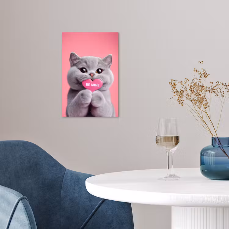 Kat - Valentijn - Roze - Liefde poster papier klein -sfeer3