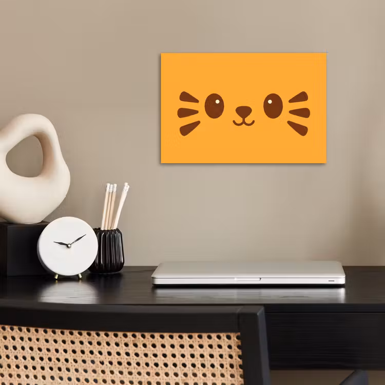 Kat - Simplistisch - Oranje - Vrolijk poster papier klein -sfeer1