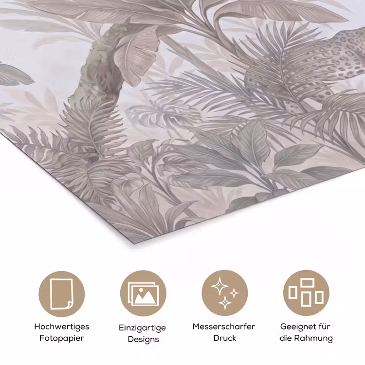 Kat - Vogel - Jungle - Illustratie - Dieren poster papier klein -tcloseup_DE