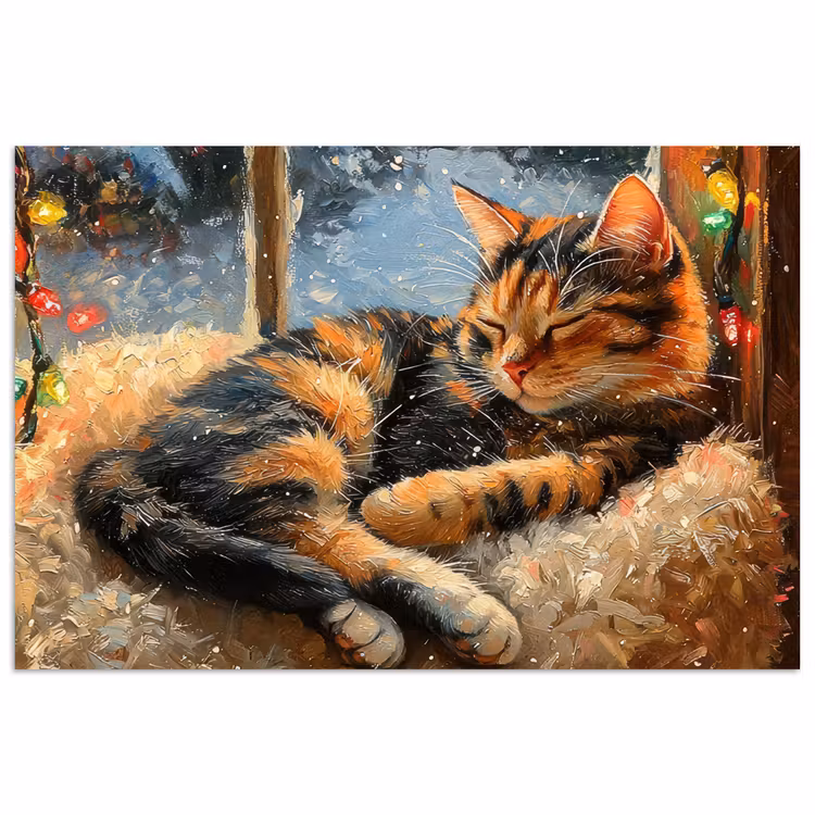 Kat - Kerst - Winter - Dier poster papier klein -3d