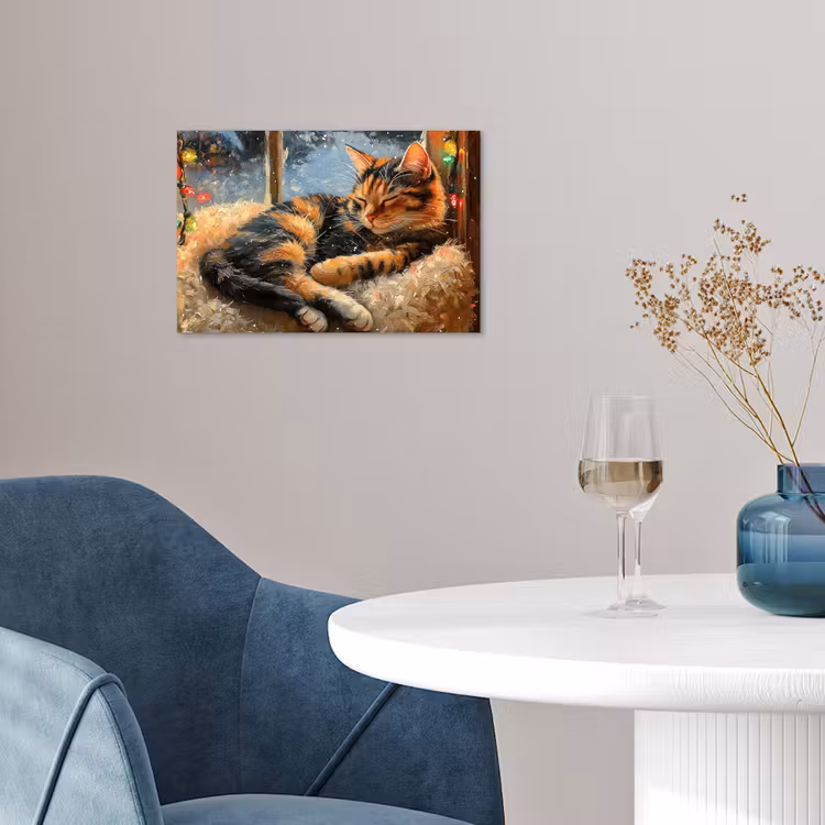 Kat - Kerst - Winter - Dier poster papier klein -sfeer3
