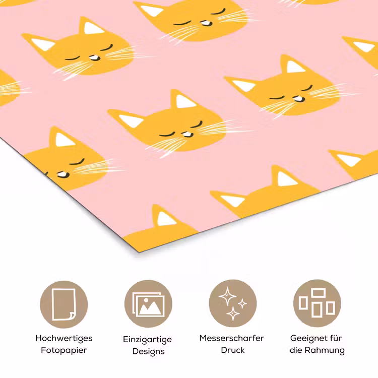 Katten - Patroon - Roze poster papier klein 62 -tcloseup_DE