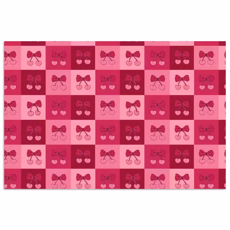 Kersen - Strikjes - Speels - Roze - Bordeaux poster papier klein 62 -3d