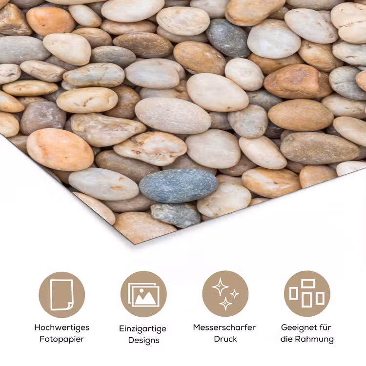 Kiezelstenen - Natuur - Textuur - Beige - Grijs poster papier klein -tcloseup_DE