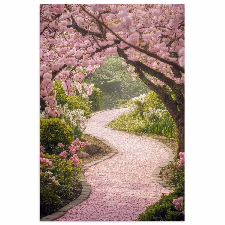 Kersenbloesem - Natuur - Sakura - Pad - Japanse tuin poster papier klein -3d