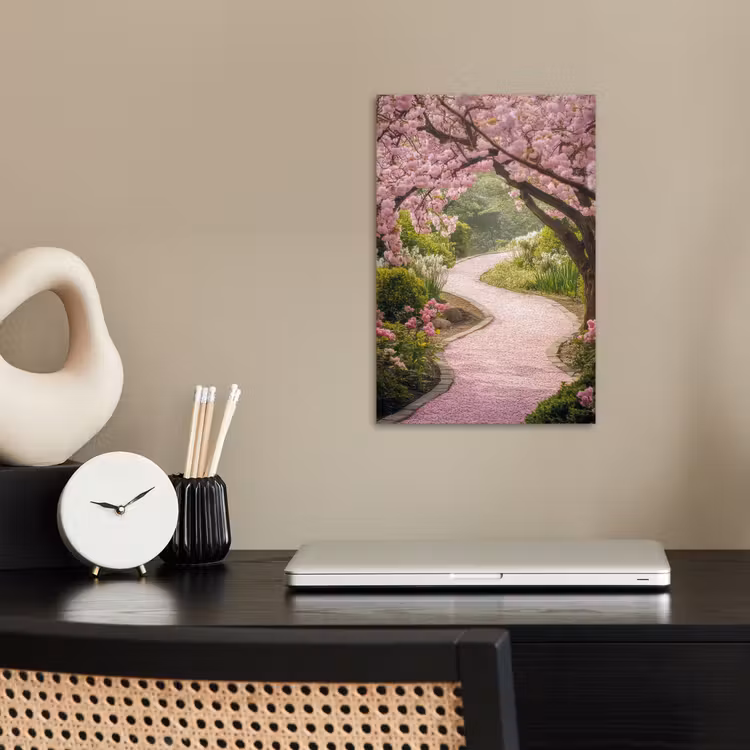 Kersenbloesem - Natuur - Sakura - Pad - Japanse tuin poster papier klein -sfeer1