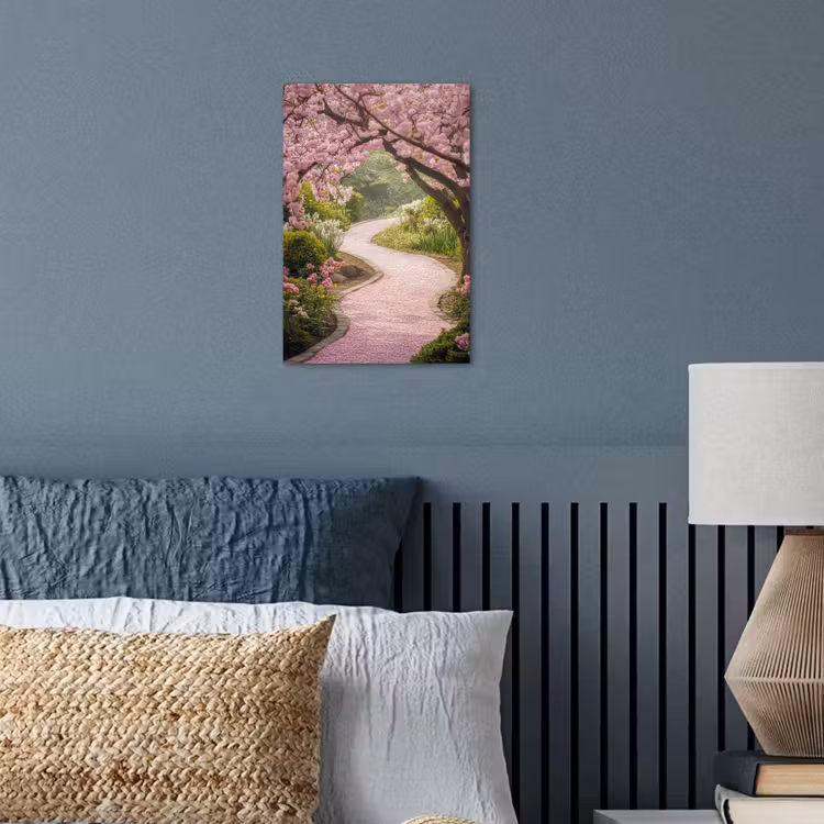 Kersenbloesem - Natuur - Sakura - Pad - Japanse tuin poster papier klein -sfeer2