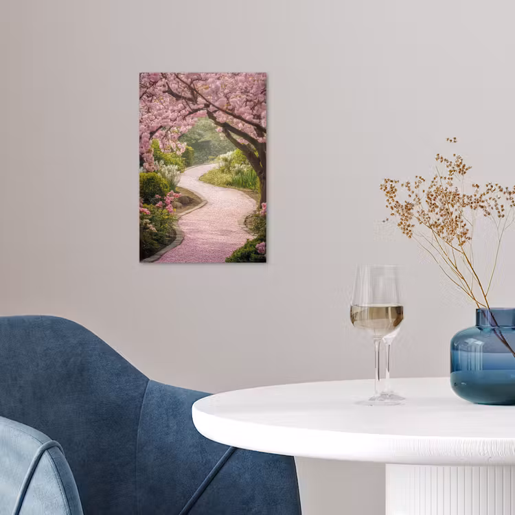 Kersenbloesem - Natuur - Sakura - Pad - Japanse tuin poster papier klein -sfeer3
