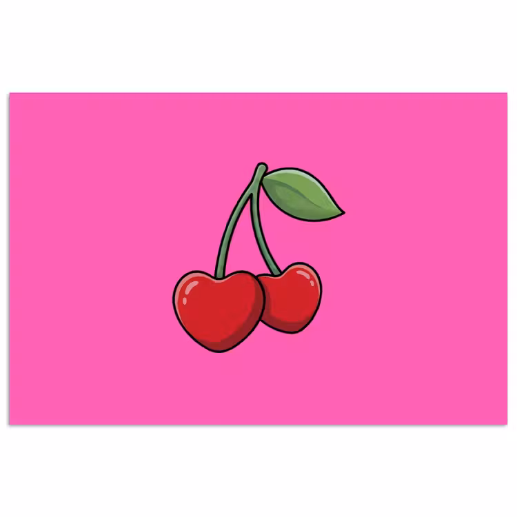 Kers - Roze - Fruit poster papier klein -3d