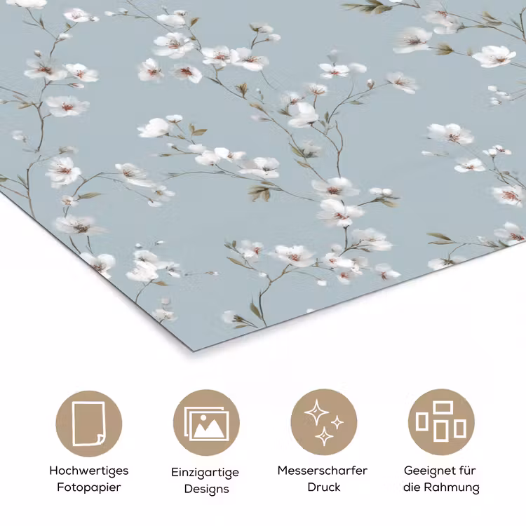 Klassiek - Bloemen - Blauw poster papier klein 62 -tcloseup_DE
