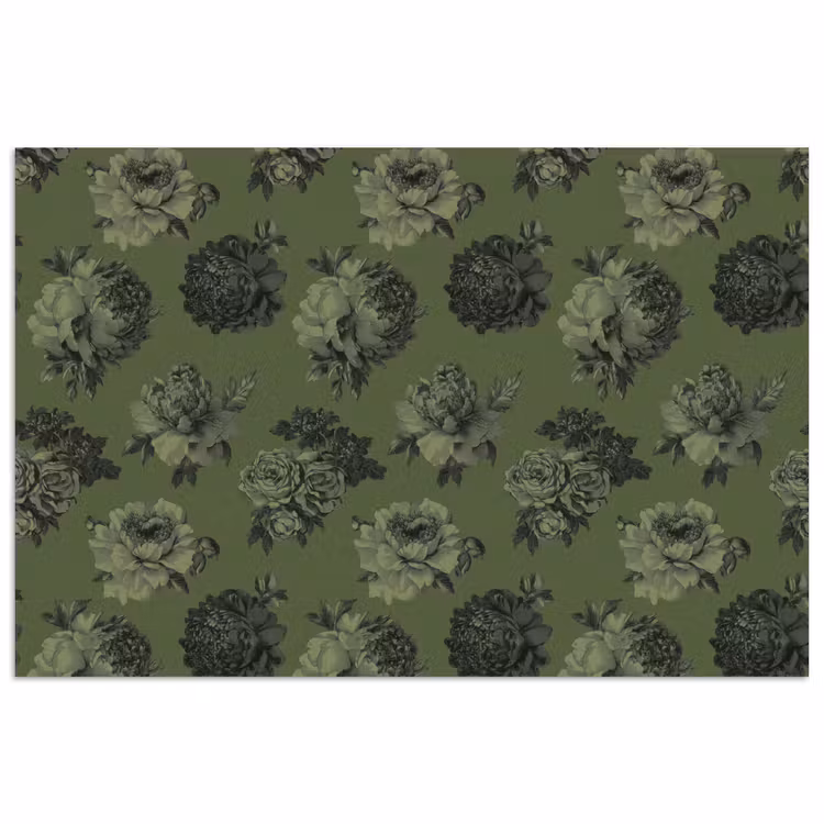 Klassiek - botanisch - olijfgroen - bloemen poster papier klein 62 -3d