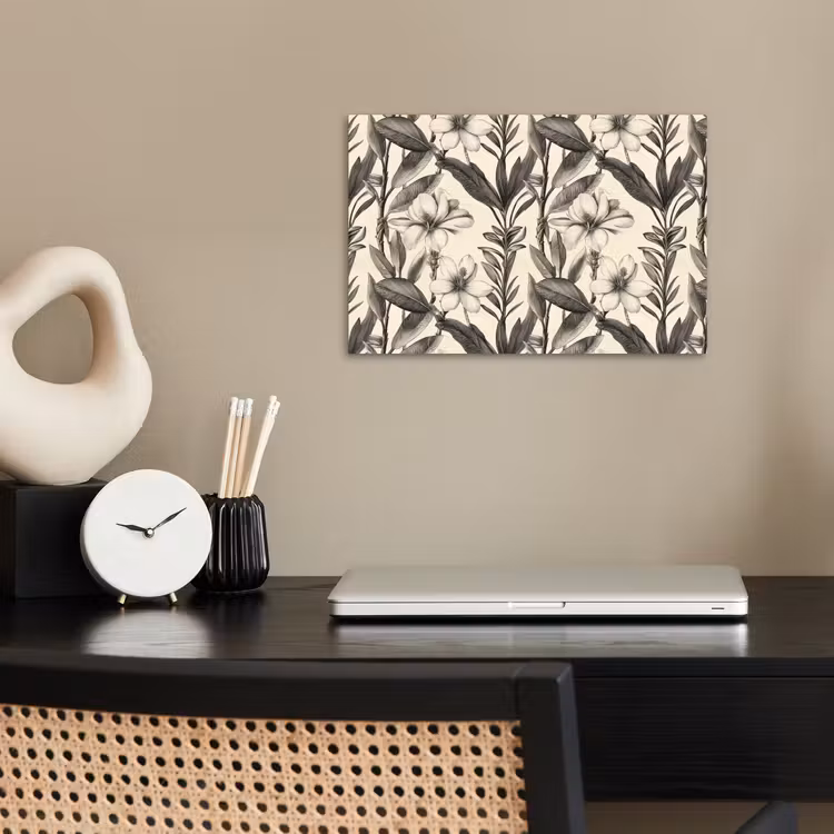 Klassiek - Botanisch - Zwart - Beige poster papier klein 62 -sfeer1