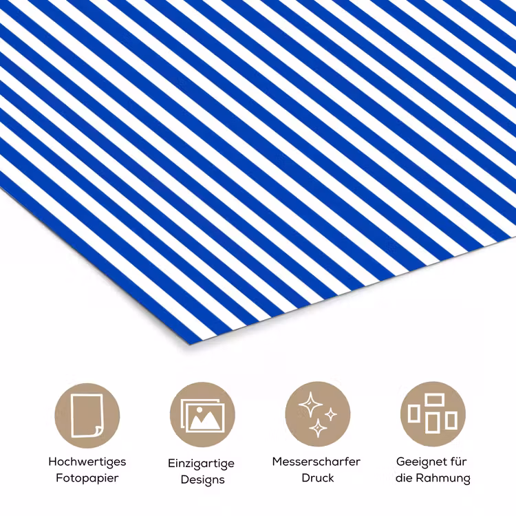 Klassiek - Strepen - Blauw poster papier klein 62 -tcloseup_DE
