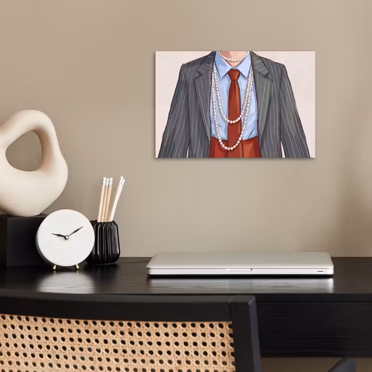 Kleding - Strik - Parels - Klassiek - Mode poster papier klein -sfeer1