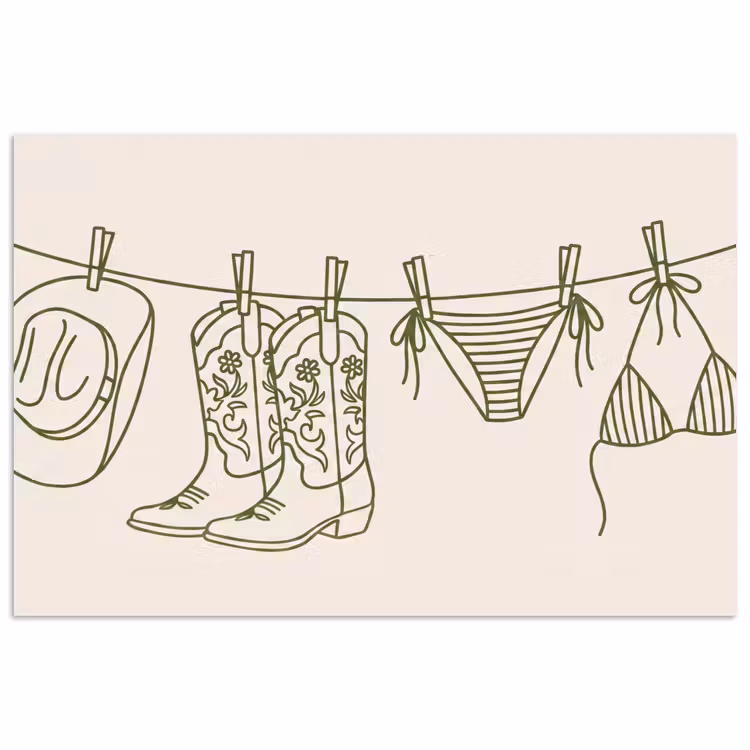 Kleding - Waslijn - Zomer - Lijntekening - Groen poster papier klein -3d