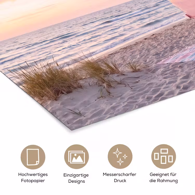 Busje - Strand - Surfplank - Zomer - Roze poster papier klein -tcloseup_DE