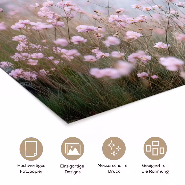 Klif - Bloemen - Zee - Roze poster papier klein -tcloseup_DE