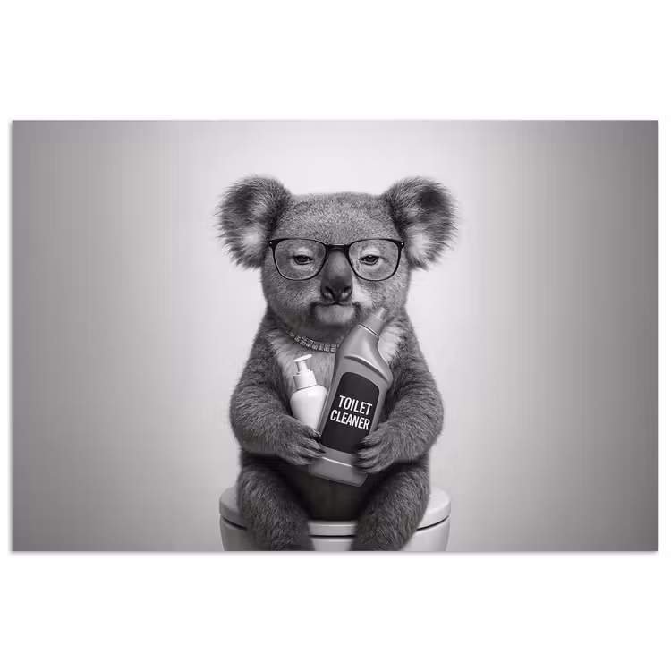 Koala - Bril - Toilet poster papier klein -3d