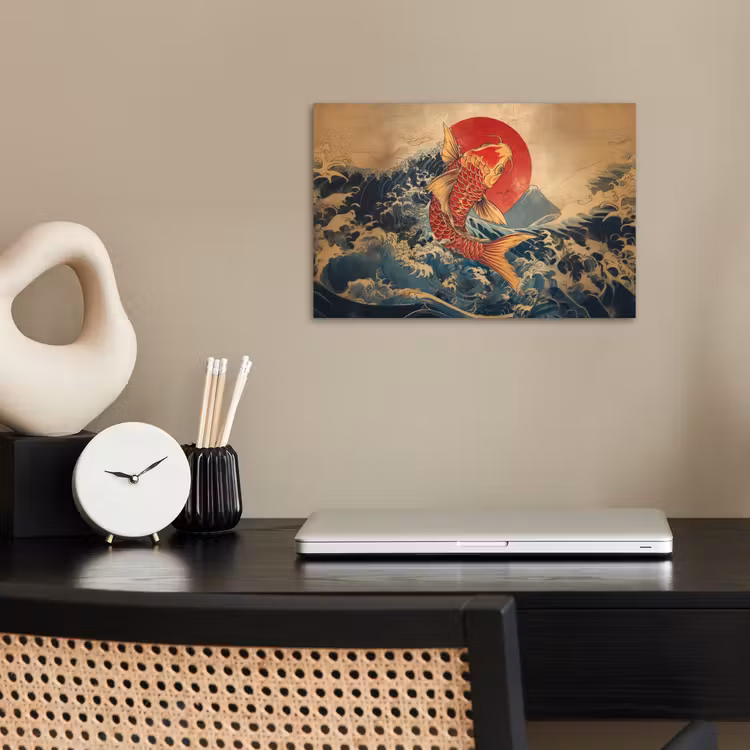 Koi - Zee - Golven - Zon poster papier klein -sfeer1