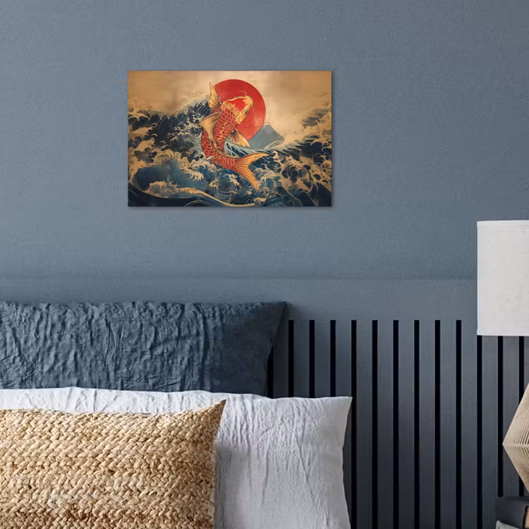 Koi - Zee - Golven - Zon poster papier klein -sfeer2