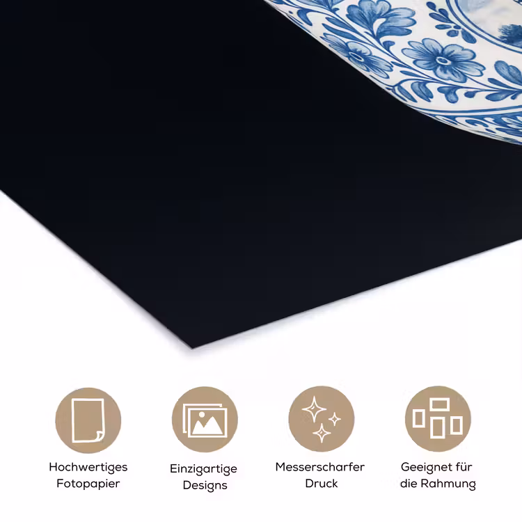 Kokosnoot - Eten - Delfts blauw - Drinken poster papier klein -tcloseup_DE