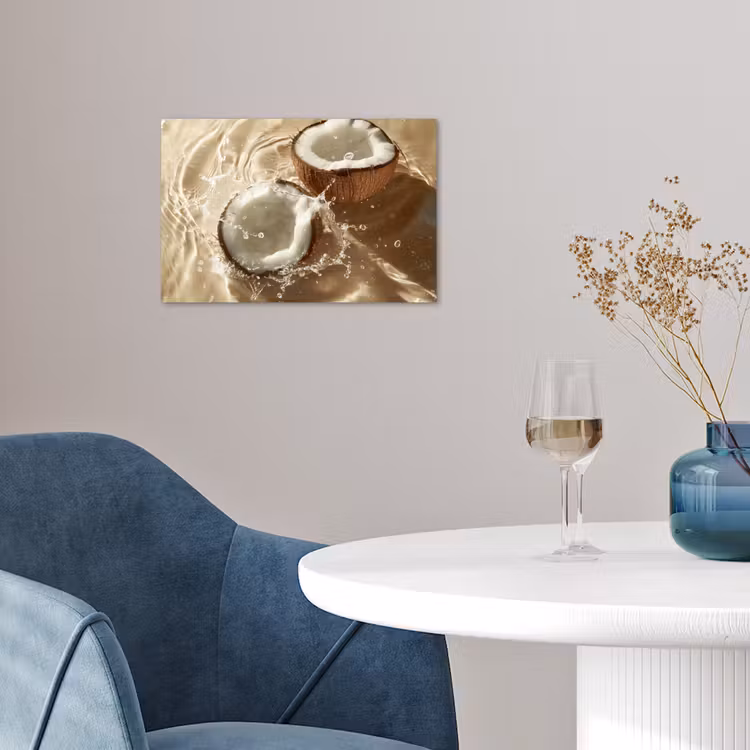 Kokosnoot - Water - Beige - Spetters poster papier klein -sfeer3