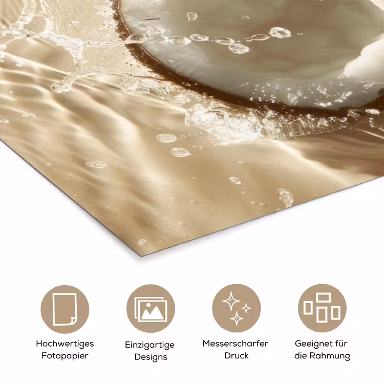 Kokosnoot - Water - Beige - Spetters poster papier klein -tcloseup_DE
