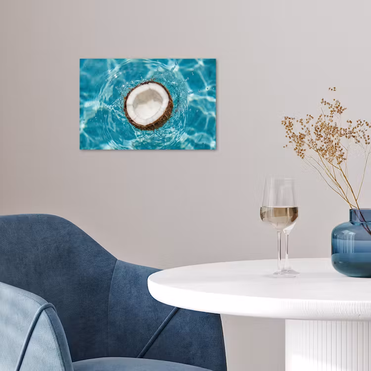 Kokosnoot - Water - Wit poster papier klein -sfeer3